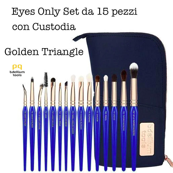 Golden Triangle Eyes Only Complete 15 pc brush set with Pouch