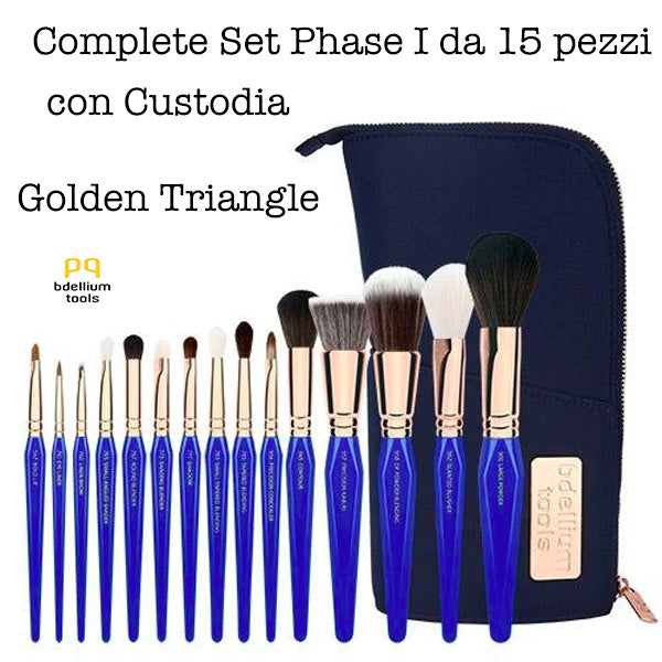 Golden Triangle "Phase 1" Complete 15 pc brush set with Pouch