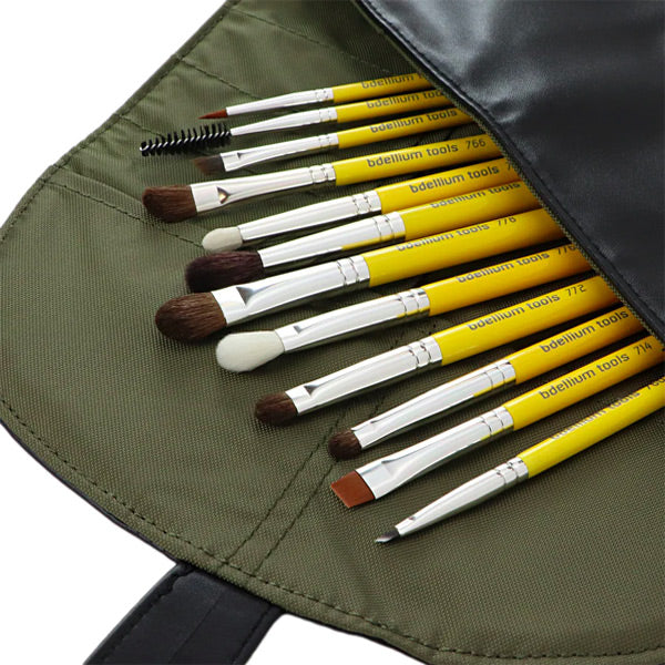 Travel Eyes 12 pc Brush Set with Roll-up Pouch