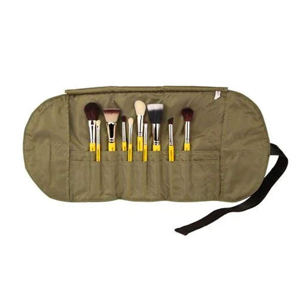 Travel Mineral 10 pc Brush Set with Roll-up Pouch