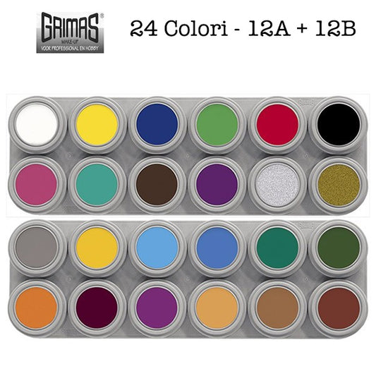 Tavolozza Water Make up - 12A+12B - 24 colori