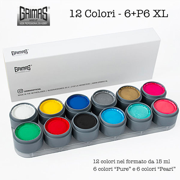 Tavolozza Water Make up - 6+P6 XL - 12 colori